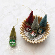 Quirks! Christmas Glass Diorama Ornament w/ Bottle Brush Tree, Set of 4