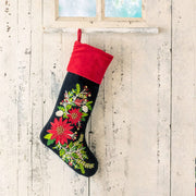 Quirks! Christmas Gorgeous Embroidered Poinsettia Stocking