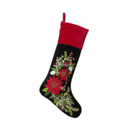 Quirks! Christmas Gorgeous Embroidered Poinsettia Stocking