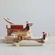 Quirks! Christmas Hand-Painted Ceramic Dog w/ Gift Planter