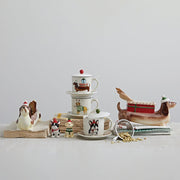 Quirks! Christmas Hand-Painted Ceramic Dog w/ Gift Planter