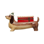 Quirks! Christmas Hand-Painted Ceramic Dog w/ Gift Planter