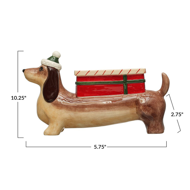 Quirks! Christmas Hand-Painted Ceramic Dog w/ Gift Planter