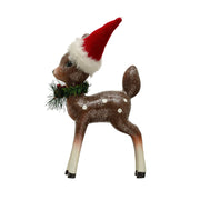Quirks! Christmas Resin Fawn w/ Santa Hat & Glitter
