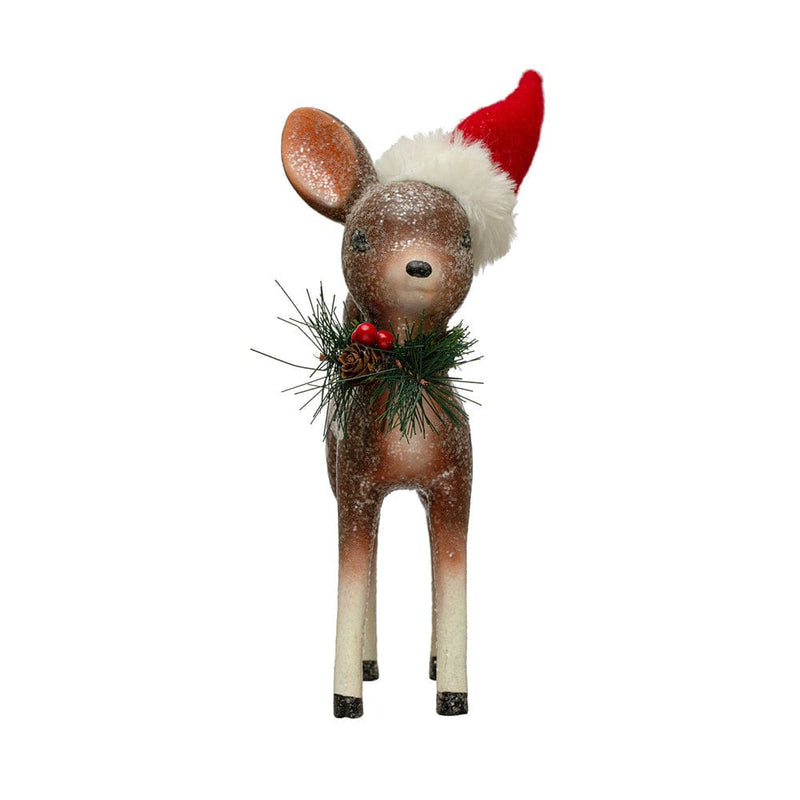 Quirks! Christmas Resin Fawn w/ Santa Hat & Glitter