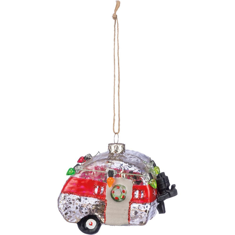 Quirks! Christmas Retro Camper Blown Glass Ornament