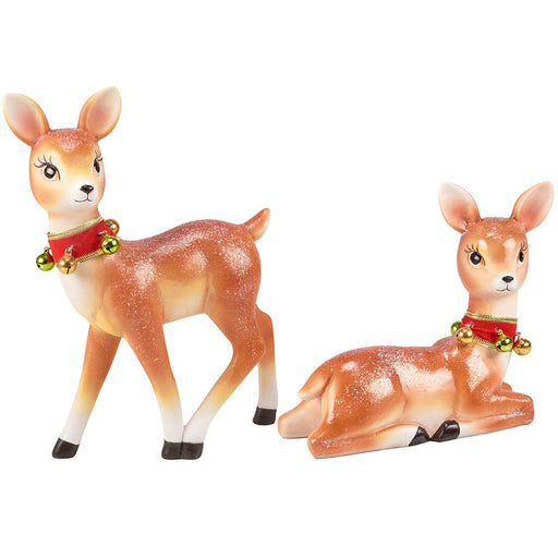Quirks! Christmas Retro Christmas Deer Figurine Set
