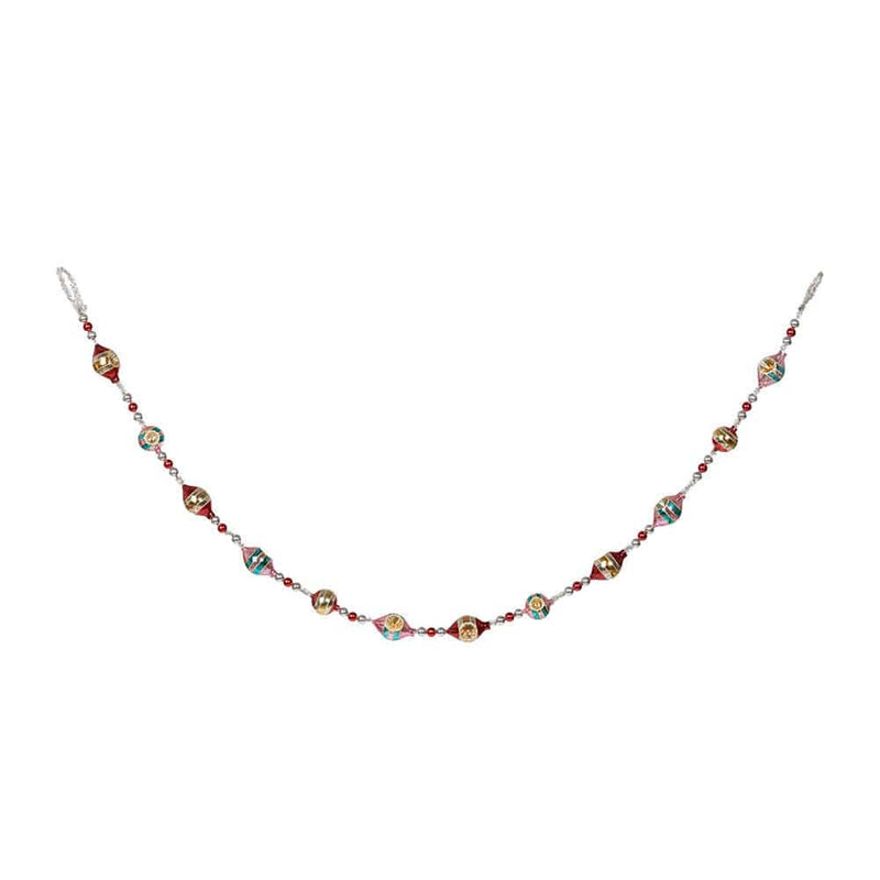 Quirks! Christmas Retro Tinsel and Glass Finial Garland, 70"