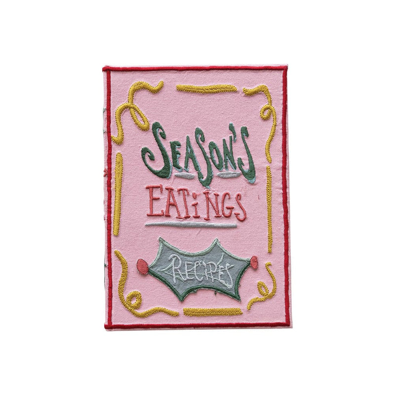 Quirks! Christmas Season's Eatings Handmade Embroidered Fabric Recipe Book