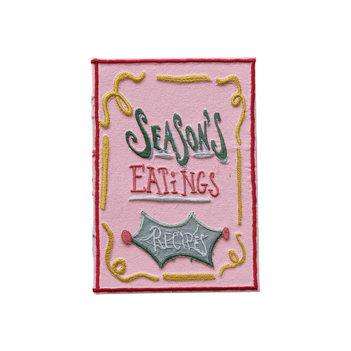 Quirks! Christmas Season's Eatings Handmade Embroidered Fabric Recipe Book