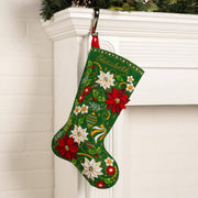 Quirks! Christmas Stocking Bucilla Poinsettia Elegance Felt Stocking