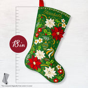 Quirks! Christmas Stocking Bucilla Poinsettia Elegance Felt Stocking