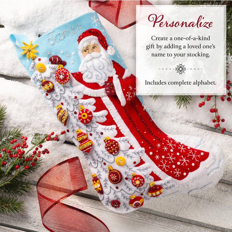 Quirks! Christmas Stocking Bucilla Snowy St Nick Felt Stocking