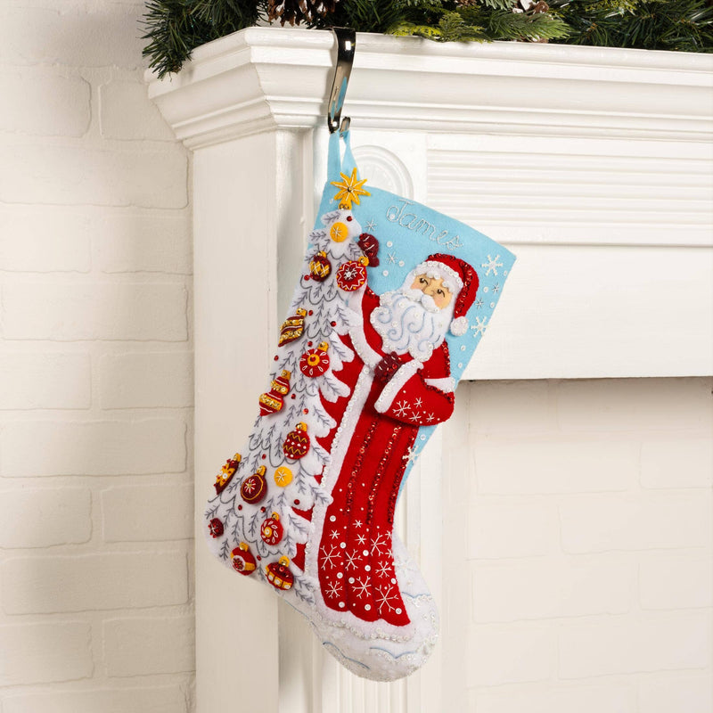 Quirks! Christmas Stocking Bucilla Snowy St Nick Felt Stocking