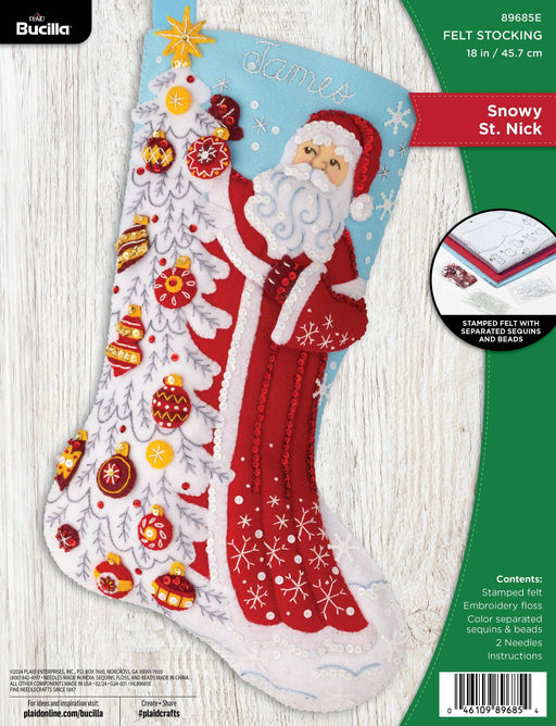 Quirks! Christmas Stocking Bucilla Snowy St Nick Felt Stocking