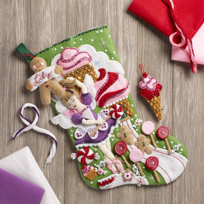 Quirks! Christmas Stocking Bucilla Sugarland Fairy Felt Stocking 18"