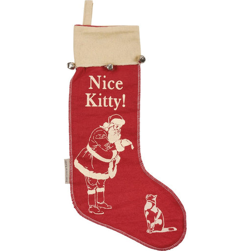 Quirks! Christmas Stocking Nice Kitty Vintage Style Felt Stocking