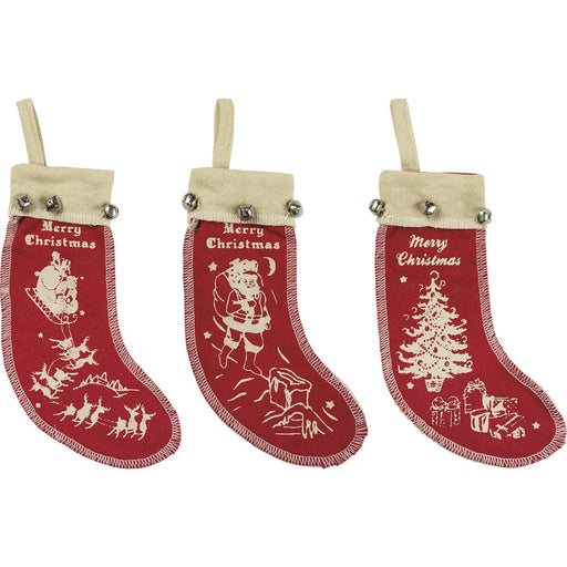 Quirks! Christmas Stocking Vintage Felt Stockings Ornament Set/3
