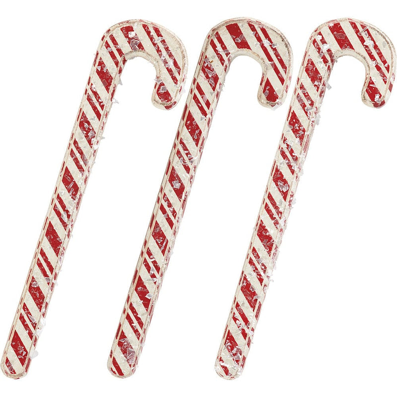 Quirks! Christmas Striped 6" Vintage Wood Candy Cane Set of 3