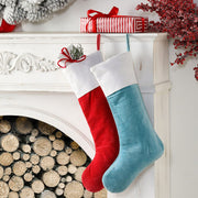 Quirks! Christmas Velvet Stockings with Shimmery Linen Cuff