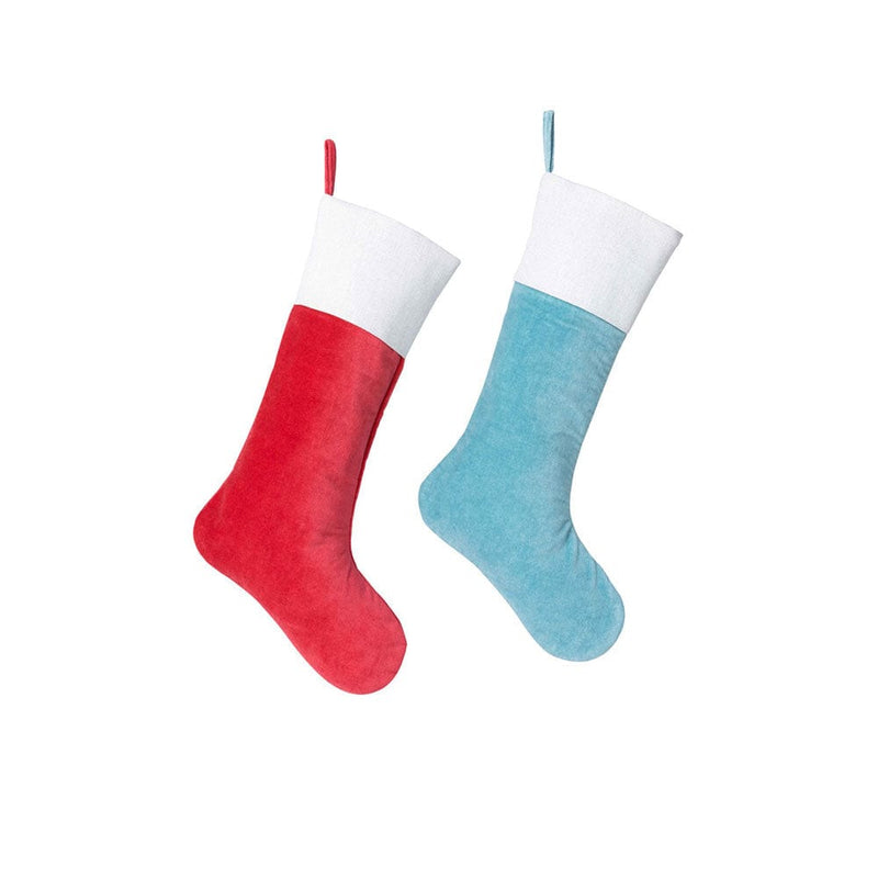 Quirks! Christmas Velvet Stockings with Shimmery Linen Cuff