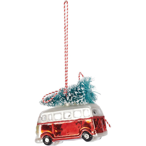 Quirks! Christmas Vintage Bus Glass Ornament