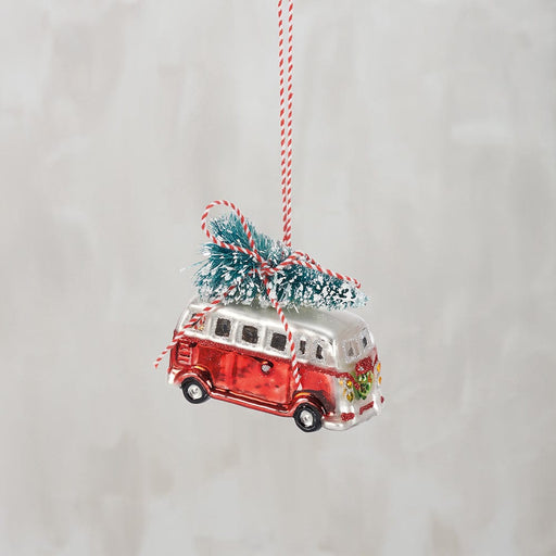 Quirks! Christmas Vintage Bus Glass Ornament