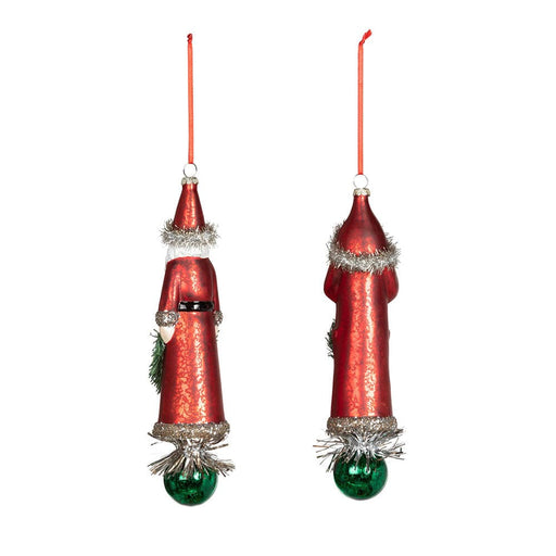 Quirks! Christmas Vintage St. Nick Glass Ornament Set of 2