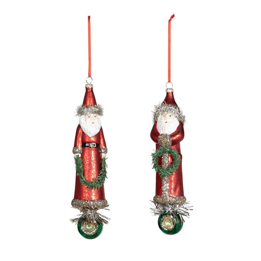 Quirks! Christmas Vintage St. Nick Glass Ornament Set of 2