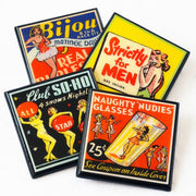 Quirks! coaster set A Little Naughty: Vintage Burlesque Drink Coaster Set