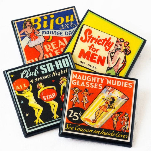 Quirks! coaster set A Little Naughty: Vintage Burlesque Drink Coaster Set