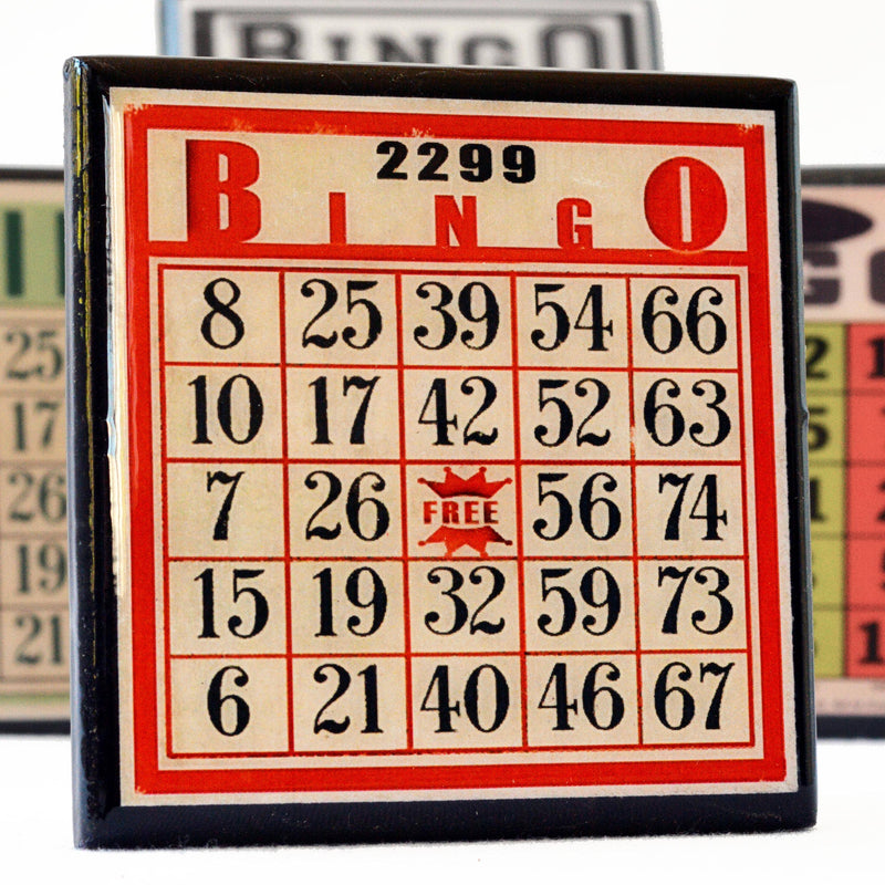 Quirks! coaster set Bingo!  Vintage Bingo Card Coaster Set