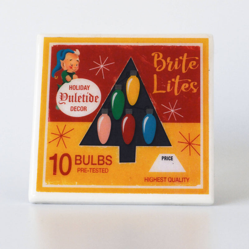 Quirks! coaster set Christmas Lights  Vintage Christmas Coaster Set