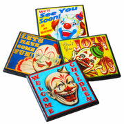Quirks! coaster set Creepy Clown Halloween Drink Coaster Set