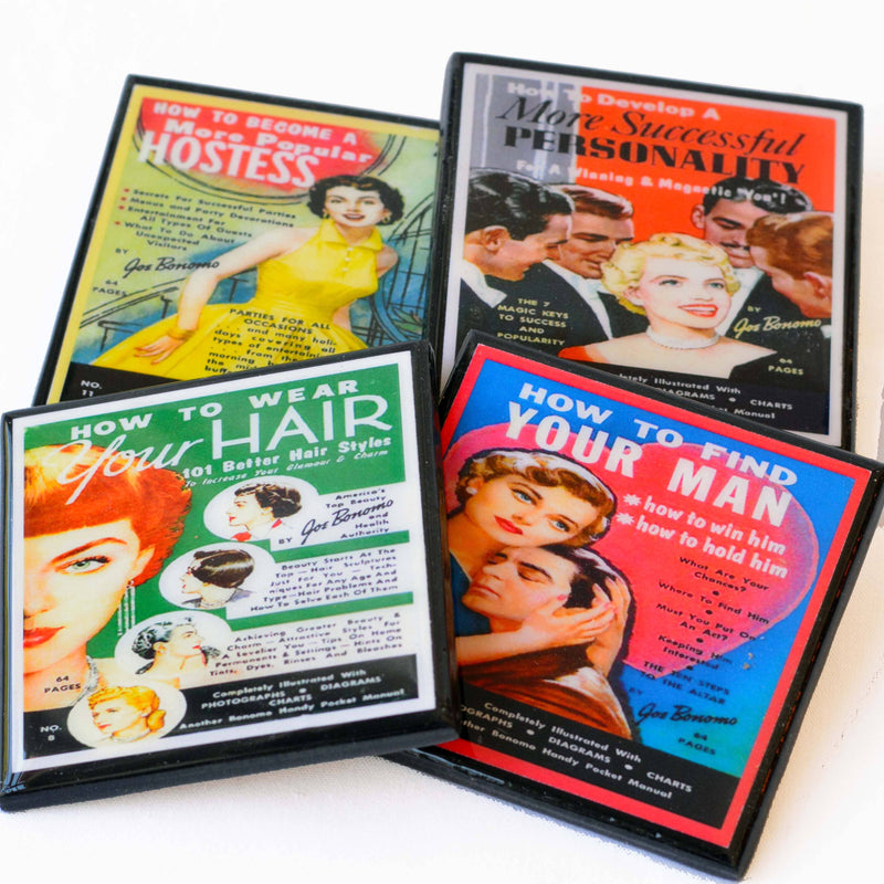 Quirks! coaster set Funny, retro (and dubious) Advice for Women Coasters