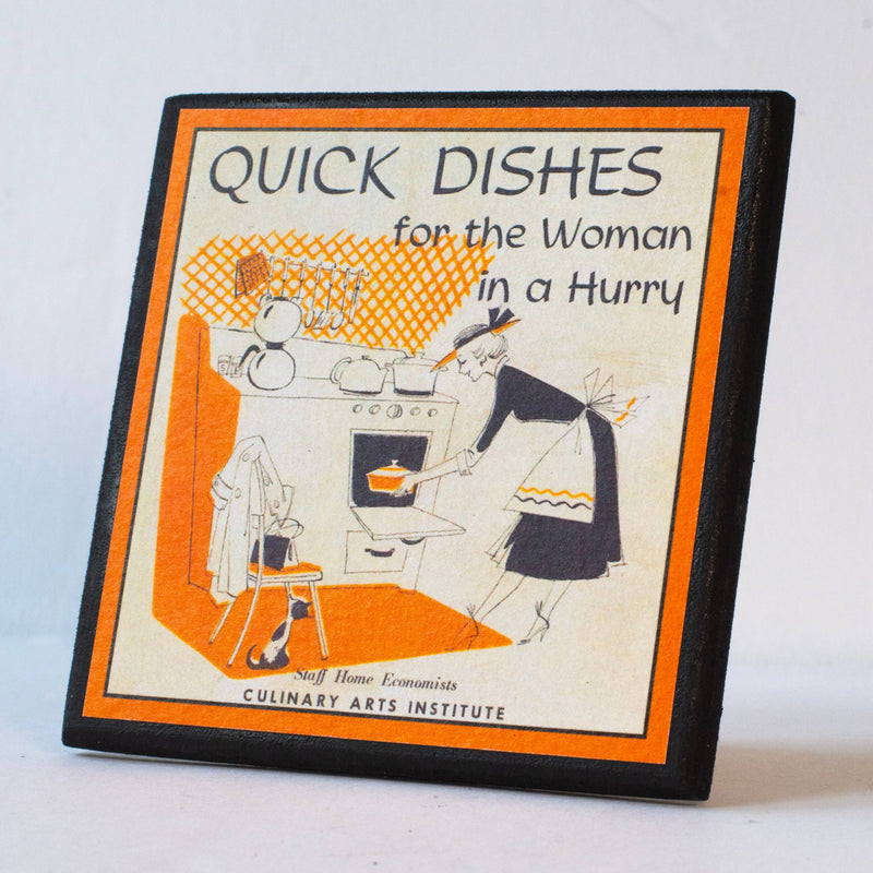 Quirks! coaster set Funny Vintage Cookbook Cover Kitchen Coasters