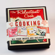 Quirks! coaster set Funny Vintage Cookbook Cover Kitchen Coasters