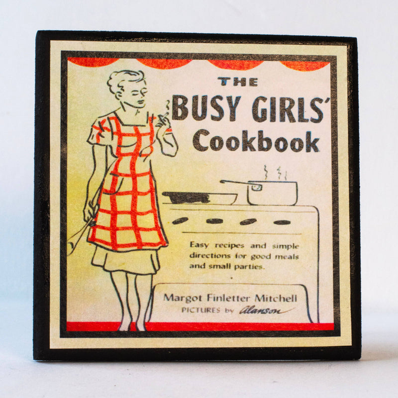 Quirks! coaster set Funny Vintage Cookbook Cover Kitchen Coasters