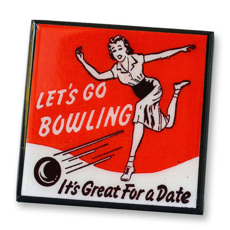 Quirks! coaster set Lets Bowl!  Vintage Bowling Coaster Set