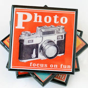 Quirks! coaster set Say Cheese!: Classic Camera Drink Coaster Set