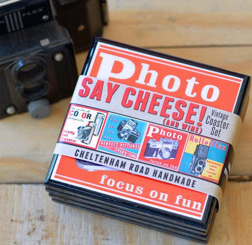 Quirks! coaster set Say Cheese!: Classic Camera Drink Coaster Set
