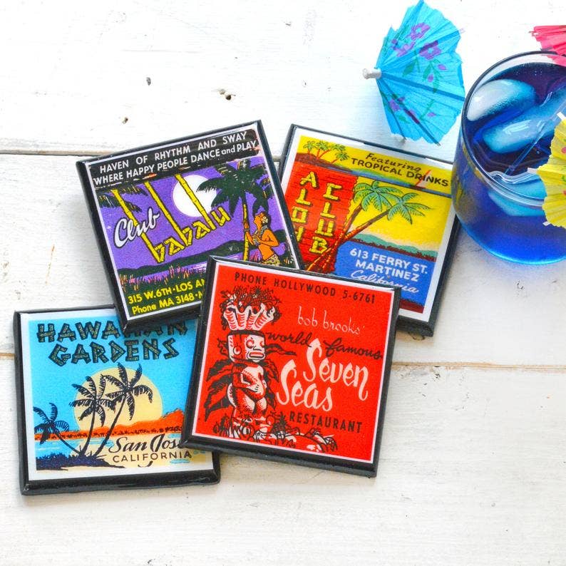 Quirks! coaster set The Tiki Room: Vintage Tiki Lounge Coaster Set