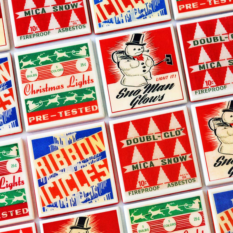 Quirks! coaster set Vintage Christmas Drink Coaster Set