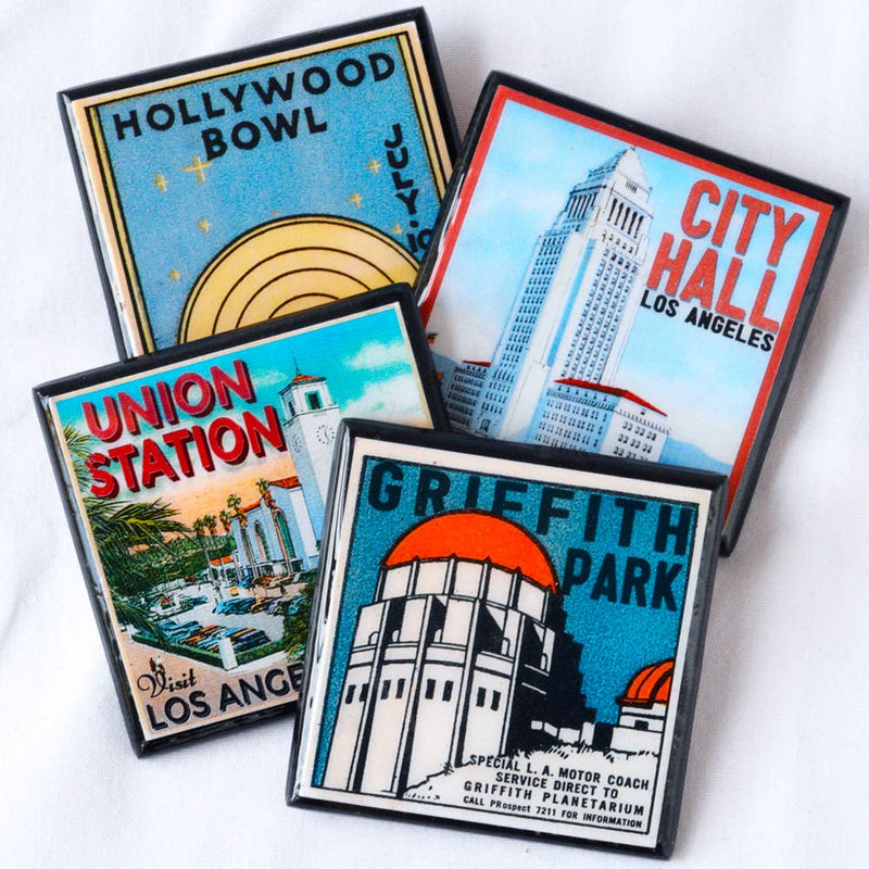Quirks! coaster set Vintage Los Angeles Drink Coaster Set