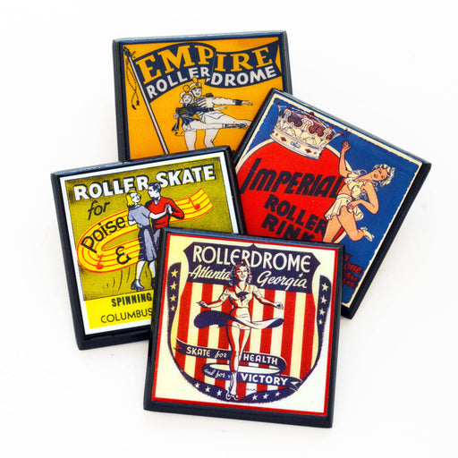 Quirks! coaster set Vintage Roller Skating Rink Drink Coaster Set - Let's Roll