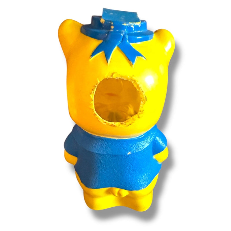 Quirks! Collectible Figurines Vintage 10” Yellow Blue Empire Pig Piggy Blow Mold Plastic Bank