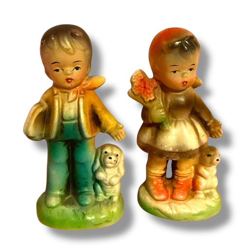 Quirks! Collectible Figurines Vintage Mid-Century Ceramic Boy and Girl Figurine Set