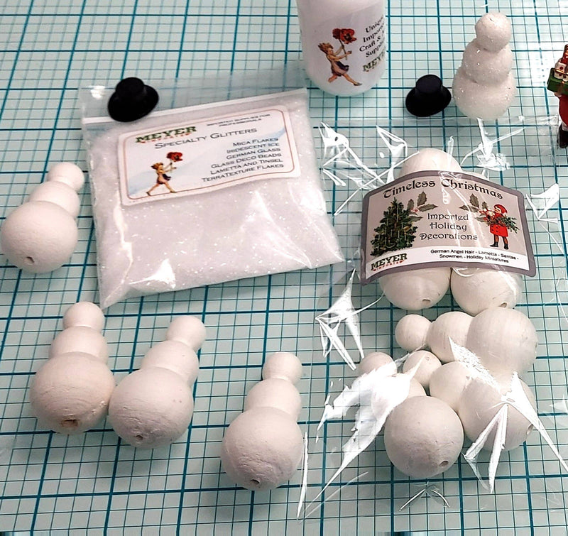 Quirks! craft supplies Christmas Snowman - 2.25" Tall Spun Cotton - Set of 6