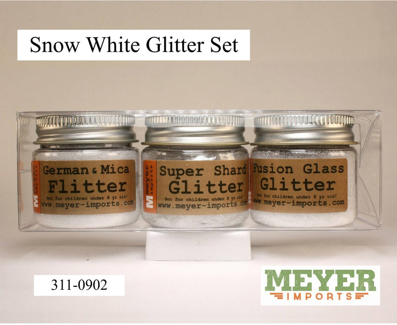 Quirks! craft supplies Snow White Icey German Glass Glitter Set - 3 Jars