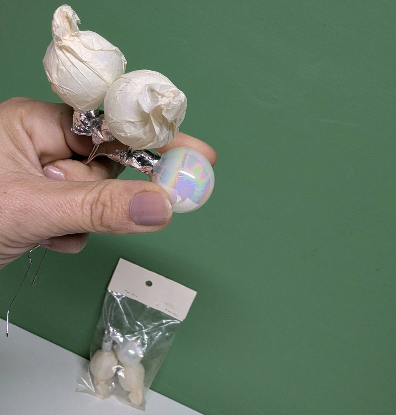 Quirks! craft supplies Vintage Iridescent Glass Ball Picks New Old Stock